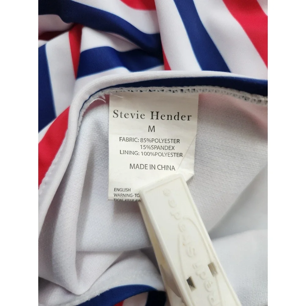 Stevie Hender America Striped Halter One Piece Swimsuit Size: M